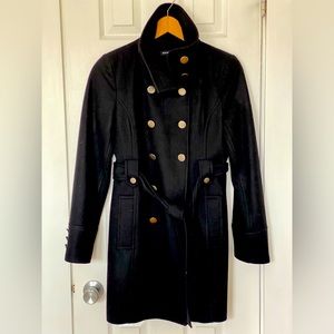 Military Button belted mid length pea coat